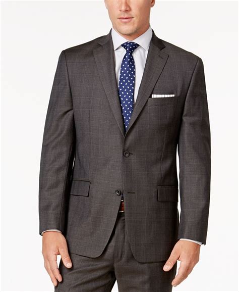 michael kors men's classic fit chocolate brown plaid suit|Michael Kors suit separates.